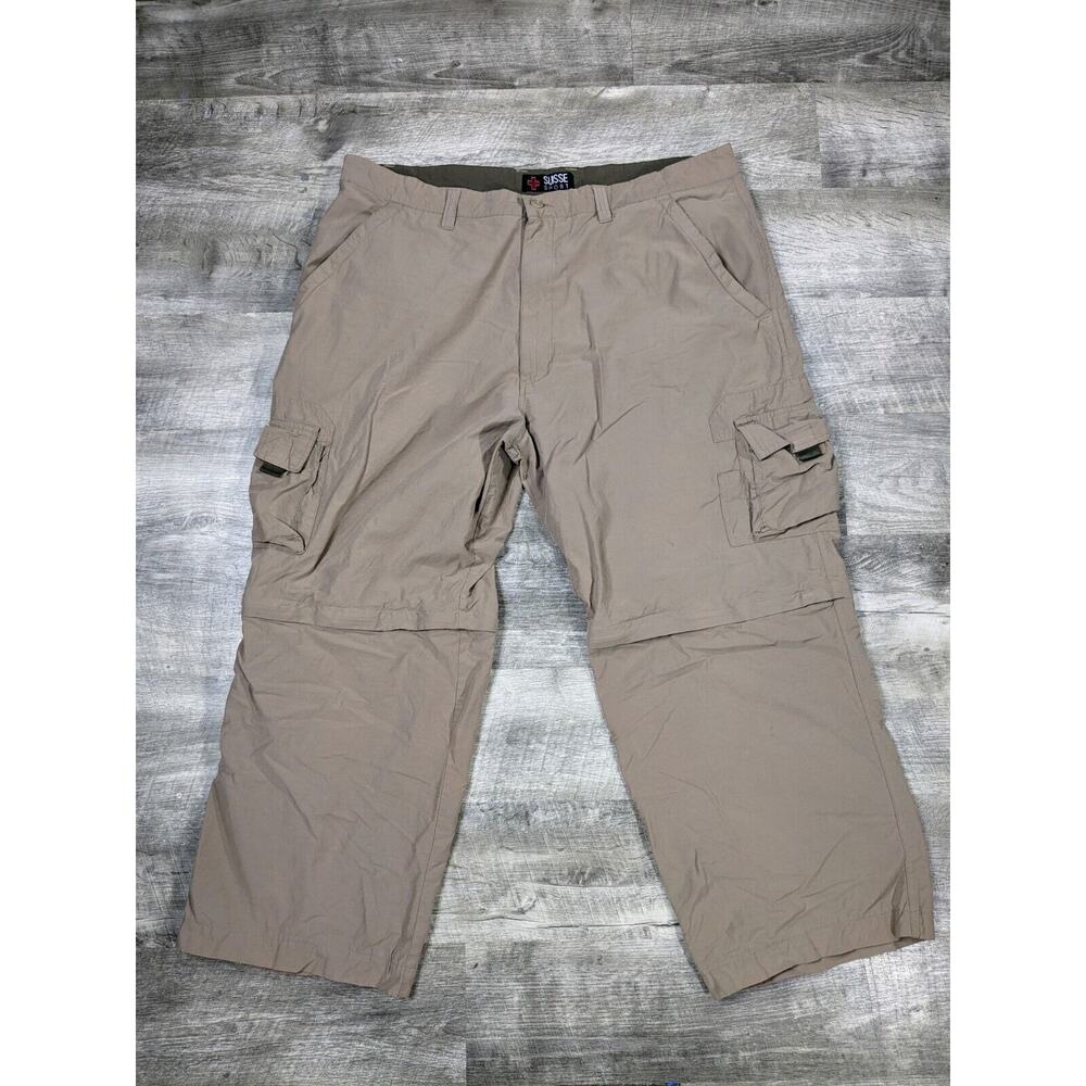 Suisse Sport Pants Mens XL Beige Cargo Convertible Travel Hiking Camping